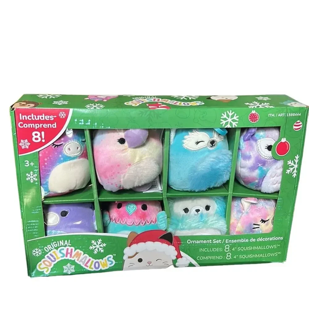 Squishmallows 4” 2023 Holiday Plush Ornament Set 8 Pack Christmas Ornaments NEW
